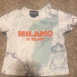Milano Di Rouge Kids T-Shirt - White, Orange, and Blue Marble